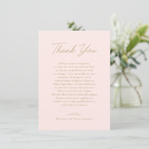 Tarjeta De Agradecimiento Elegante boda clásica de foto rosa y dorada