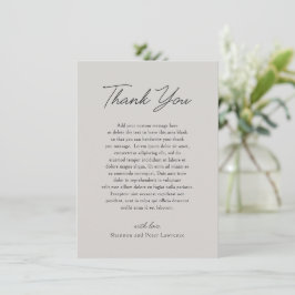 Tarjeta De Agradecimiento Elegante Boda Clásica Gris