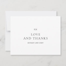 Tarjeta De Agradecimiento Elegante Boda Clásico Negro y Blanco