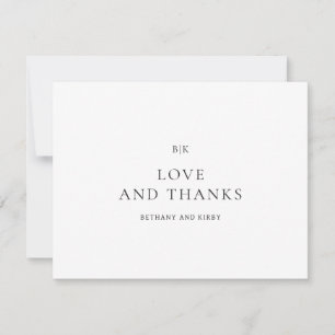 Tarjeta De Agradecimiento Elegante Boda Clásico Negro y Blanco