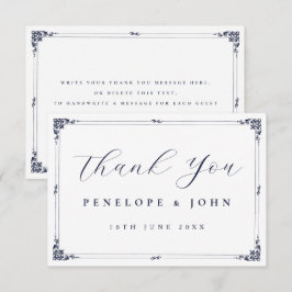 Tarjeta De Agradecimiento Elegante Boda con Borde Vintage Centrado en Letra