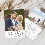 Tarjeta De Agradecimiento Elegante Boda con letras de mano 2 Foto<br><div class="desc">Tarjeta de agradecimiento moderna con texto adicional de foto y Personalizado en la parte posterior. Puedes usar esta tarjeta para un boda, una ducha de novia, un compromiso, un aniversario o cualquier evento especial. Para una personalización más avanzada de este diseño, haga clic en el BOTÓN HERRAMIENTA DE DISEÑO AZUL...</div>
