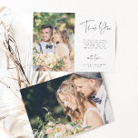 Tarjeta De Agradecimiento Elegante Boda con letras de mano 2 Foto<br><div class="desc">Fotografía simple y moderna boda, tarjeta de agradecimiento con una foto adicional en la parte posterior. Puedes usar esta tarjeta para un boda, una ducha de novia, un compromiso, un aniversario o cualquier evento especial. Para una personalización más avanzada de este diseño, haga clic en el BOTÓN HERRAMIENTA DE DISEÑO...</div>