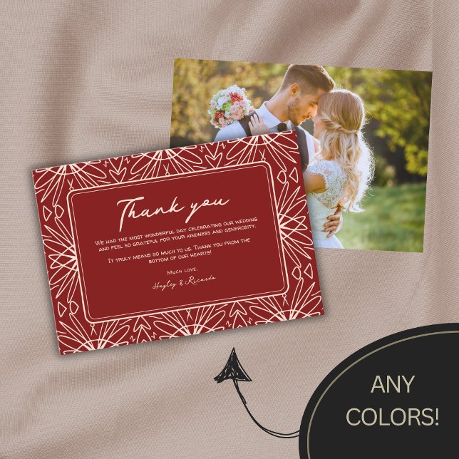 Tarjeta De Agradecimiento Elegante Boda con patrones de Boho Gracias Cartas (Subido por el creador)