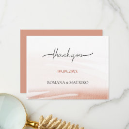 Tarjeta De Agradecimiento Elegante Boda Coral Terracotta