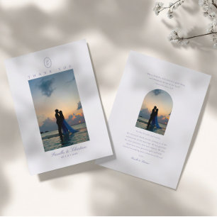 Tarjeta De Agradecimiento Elegante Boda cristiano monograma de foto minimali