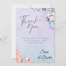 Tarjeta De Agradecimiento Elegante Boda de acuarela floral rosa