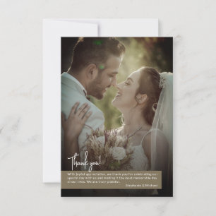 Tarjeta De Agradecimiento Elegante Boda de afiche marrón