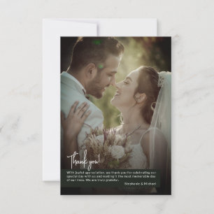 Tarjeta De Agradecimiento Elegante Boda de afiches de fotografía negro Jet