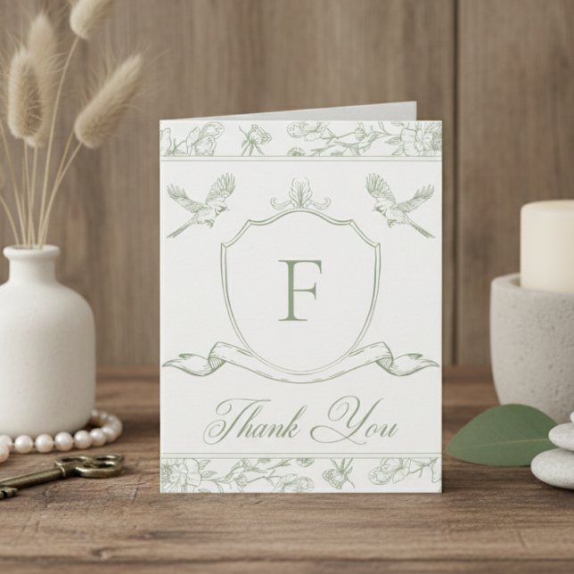 Tarjeta De Agradecimiento Elegante Boda de Aves y Escudos de Chinoiserie ver (Subido por el creador)