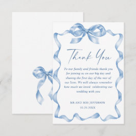 Tarjeta De Agradecimiento Elegante Boda de barniz azul turbio