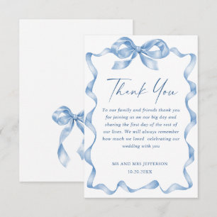 Tarjeta De Agradecimiento Elegante Boda de barniz azul turbio