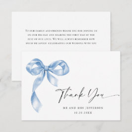 Tarjeta De Agradecimiento Elegante Boda de barniz azul turbio