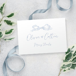 Tarjeta De Agradecimiento Elegante Boda de barniz azul turbio