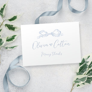 Tarjeta De Agradecimiento Elegante Boda de barniz azul turbio