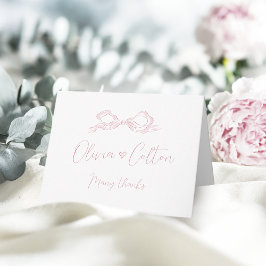 Tarjeta De Agradecimiento Elegante Boda de barniz rosa de mano rosada pastel