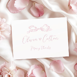Tarjeta De Agradecimiento Elegante Boda de barniz rosa de mano rosada pastel