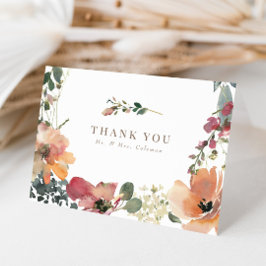 Tarjeta De Agradecimiento Elegante Boda de Boho Fall Wildflower Gracias