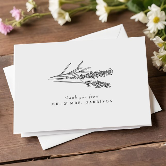 Tarjeta De Agradecimiento Elegante Boda de Boho Moda Wildflower (Subido por el creador)