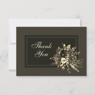 Tarjeta De Agradecimiento Elegante Boda de Browns floral seco otoño