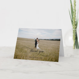 Tarjeta De Agradecimiento Elegante Boda de caligrafía Bride Groom Foto