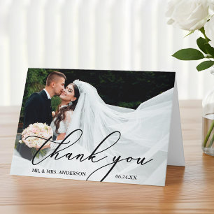 Tarjeta De Agradecimiento Elegante Boda de caligrafía moderna doblado