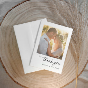 Tarjeta De Agradecimiento Elegante Boda de Caligrafía Moderna Simple