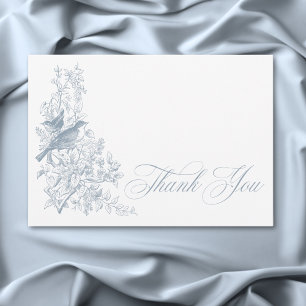 Tarjeta De Agradecimiento Elegante boda de Chinoiserie azul, naturaleza y pá