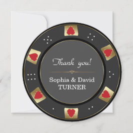 Tarjeta De Agradecimiento Elegante Boda de Chip de Vegas Gold Poker