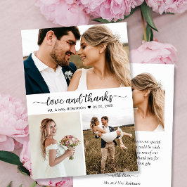 Tarjeta De Agradecimiento Elegante Boda de Collage de Amor y Gracias