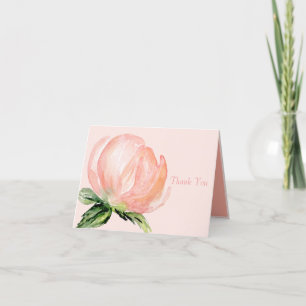 Tarjeta De Agradecimiento Elegante Boda de color de agua floral rosa Rubor P