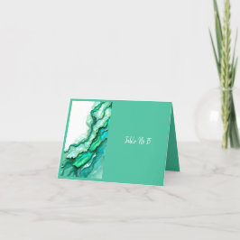 Tarjeta De Agradecimiento Elegante Boda de color de mármol Verde azulado esm