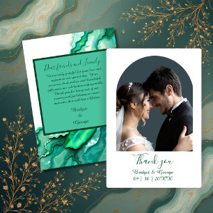 Tarjeta De Agradecimiento Elegante Boda de color de mármol Verde azulado esm