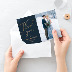 Tarjeta De Agradecimiento Elegante Boda de color editable táctil
