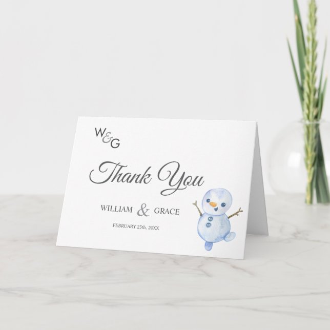 Tarjeta De Agradecimiento Elegante boda de copos de nieve de invierno Wonder (Anverso)