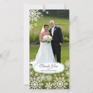 Tarjeta De Agradecimiento Elegante Boda de copos de nieve Gracias