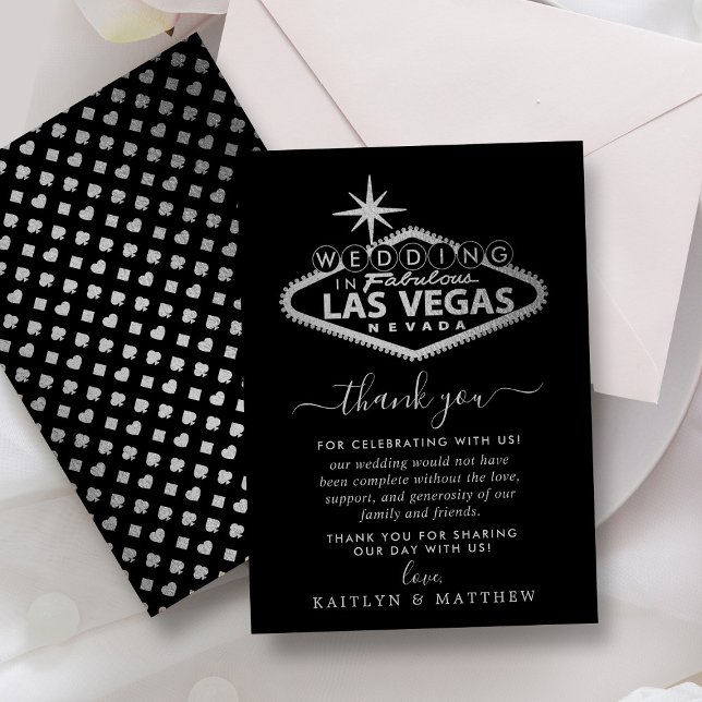 Tarjeta De Agradecimiento Elegante Boda de Destino de Las Vegas (Subido por el creador)