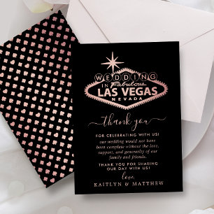 Tarjeta De Agradecimiento Elegante Boda de Destino de Las Vegas