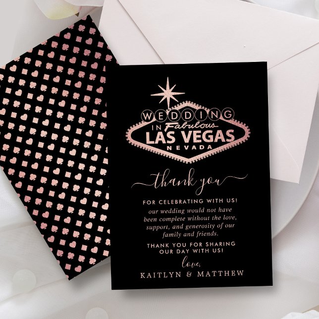 Tarjeta De Agradecimiento Elegante Boda de Destino de Las Vegas (Subido por el creador)