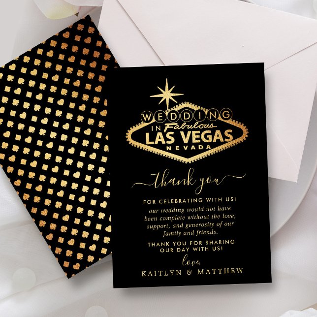 Tarjeta De Agradecimiento Elegante Boda de Destino de Las Vegas (Subido por el creador)