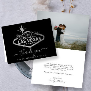 Tarjeta De Agradecimiento Elegante Boda de Destino en Las Vegas Agradecimien