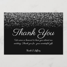 Tarjeta De Agradecimiento Elegante Boda de diamantes blancos y negros Gracia