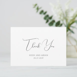 Tarjeta De Agradecimiento Elegante boda de dinero antiguo en blanco y negro