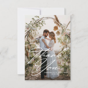 Tarjeta De Agradecimiento Elegante Boda de dos fotografías