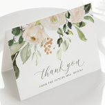 Tarjeta De Agradecimiento Elegante Boda de ducha de novia con flores blancas<br><div class="desc">Elegante floral blanca con vegetación / follaje,  ducha de novia o tarjetas de agradecimiento boda: estas hermosas tarjetas de agradecimiento plegadas presentan hermosas acuarelas blancas con vegetación y un toque de purpurina dorado.</div>