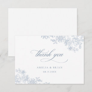 Tarjeta De Agradecimiento Elegante Boda de estilo vintage floral con guion a