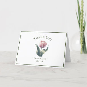 Tarjeta De Agradecimiento Elegante Boda De Flor De Tulipano Gracias Cartas