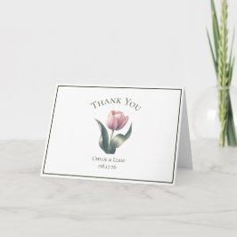 Tarjeta De Agradecimiento Elegante Boda De Flor De Tulipano Gracias Cartas