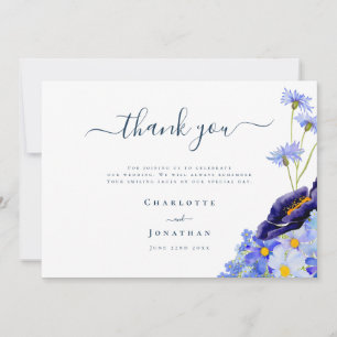Tarjeta De Agradecimiento Elegante Boda de Flor Silvestre