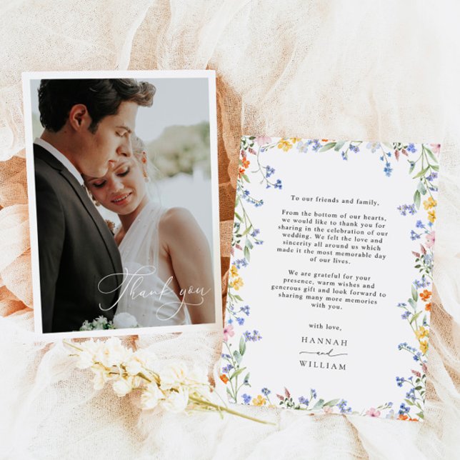 Tarjeta De Agradecimiento Elegante Boda de Flor Silvestre (Subido por el creador)